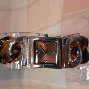 Merona Brown Stainless Steel Tortoise Shell Wrist Watch